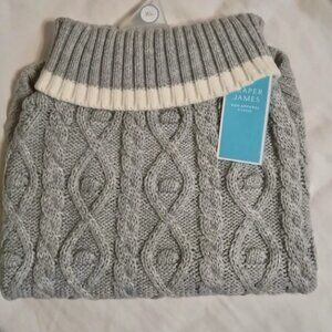 Draper James Cable Knit Turtleneck Dog Sweater Size Extra Large Gray & White NWT